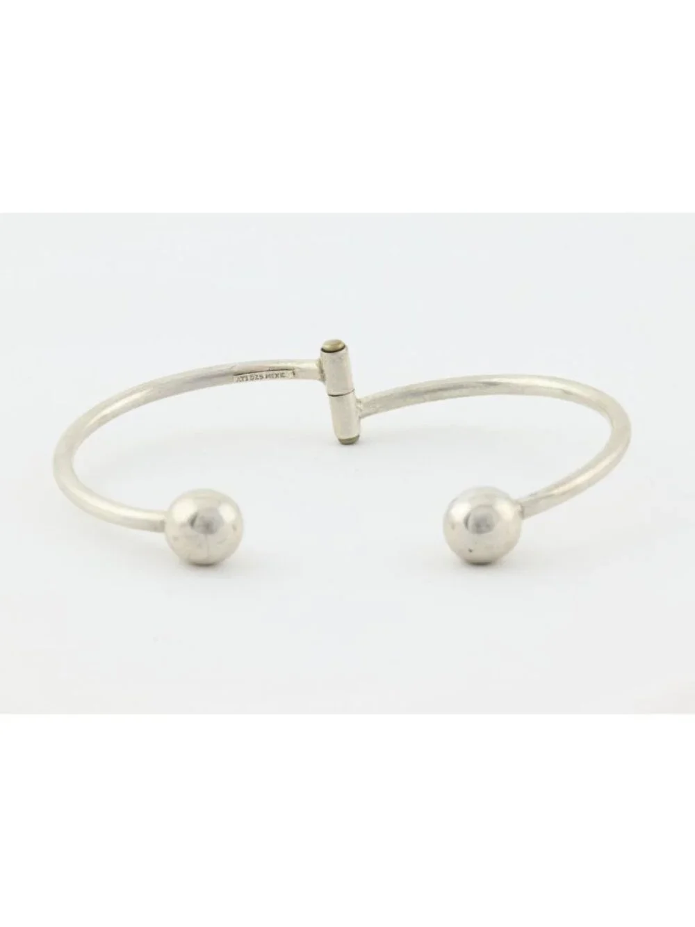 Sterling Silver Ball Bead Cuff Bangle Bracelet Opens 7" inch - Picture 6 of 7